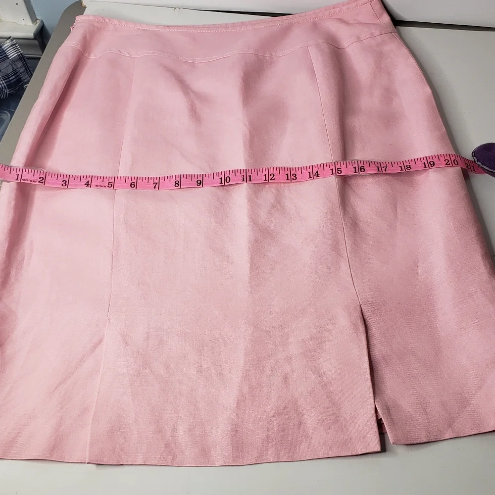 Tahari Mix Linen Blend Baby Pink Blazer Jacket Skirt Set Wedding Event Church 10